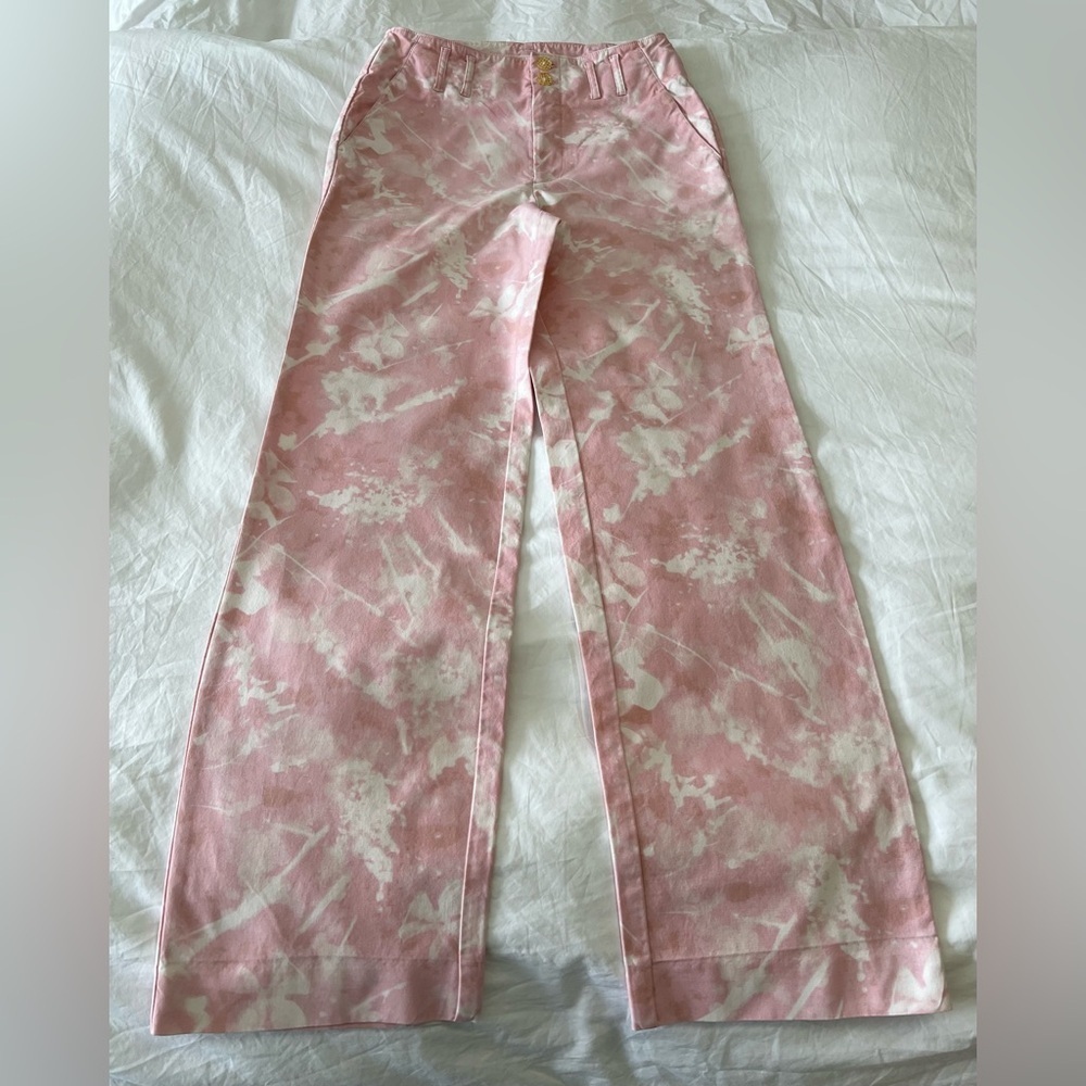 Anthropologie | Women’s SZ 4 | Jamie Tie Dye Floral Pink Pants Straight Leg